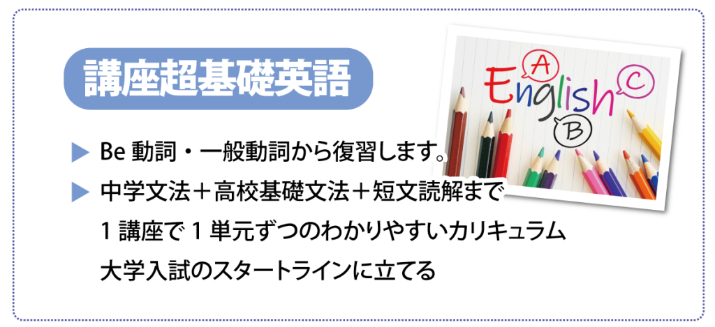 超苦手をふつうに戻すミラクル講座 超基礎から戻ってぶっ飛ばす超基礎英語 文理スクール 文理セミナー