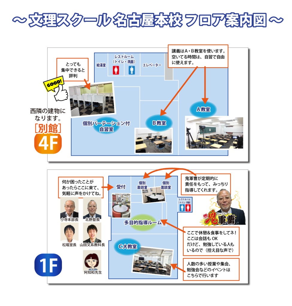 文理名古屋本校_フロアマップ
